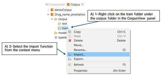 Context menu for importing the input files
