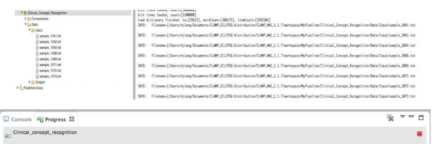 Check the progress of the input file processing from the Console window 